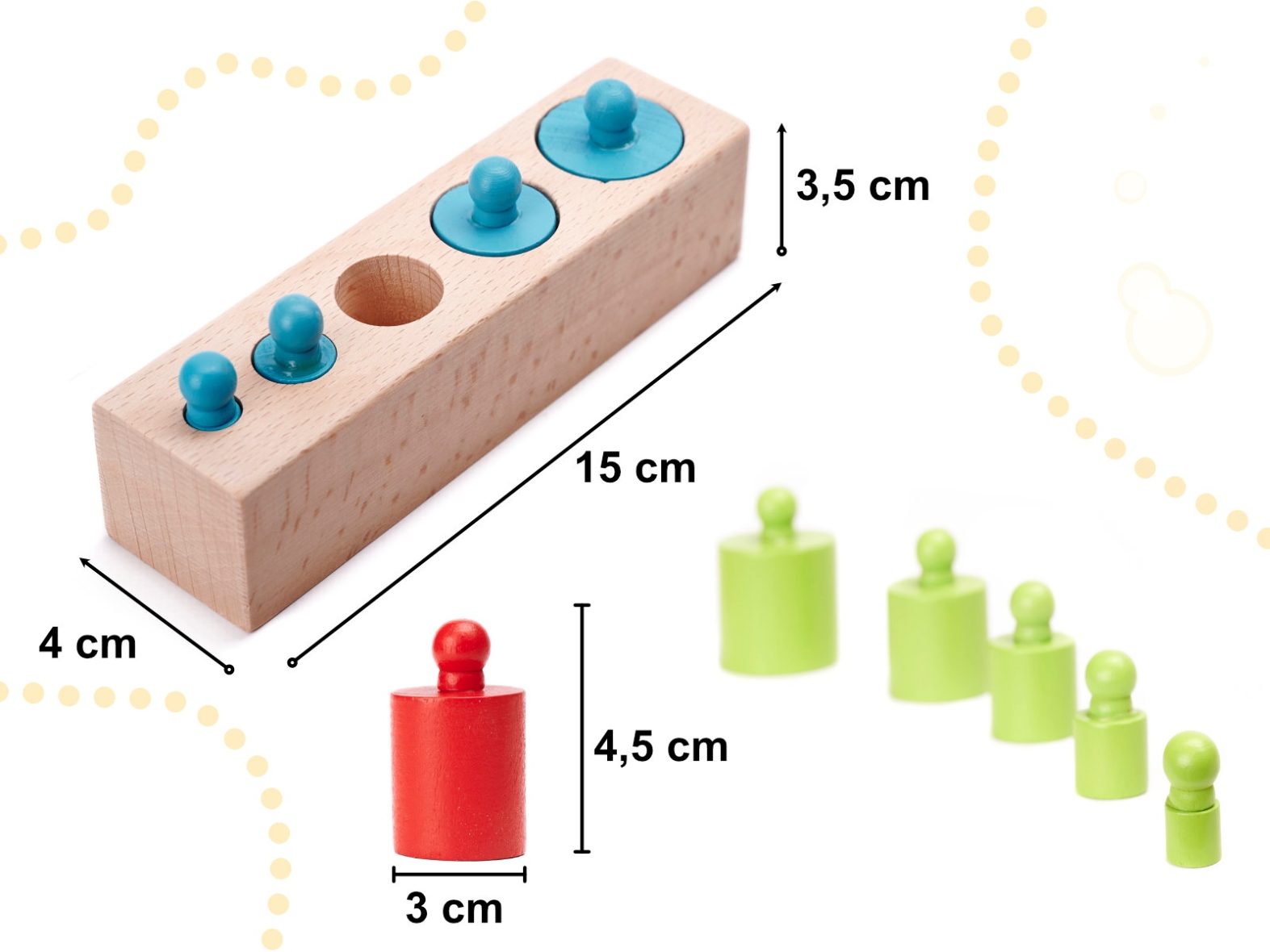 Montessori medinė cilindrų rūšiuoklė