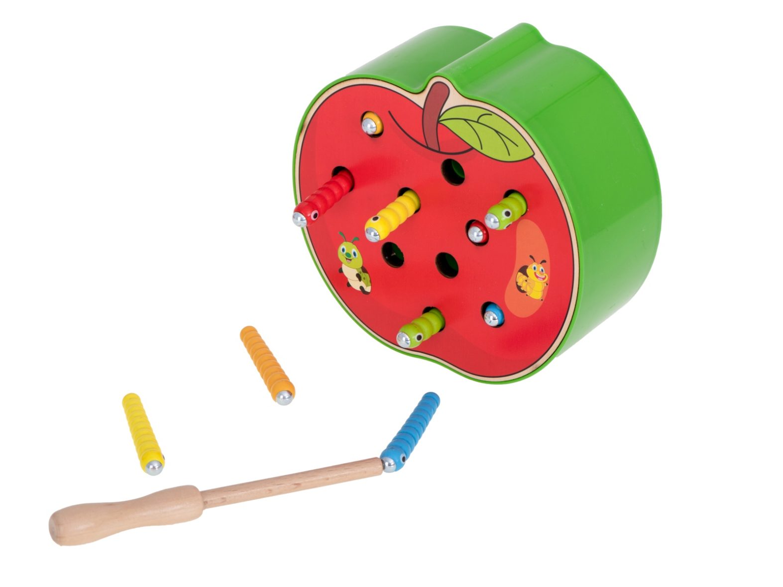 Medinis žaidimas magnetinis obuolys su kirmėliukais
