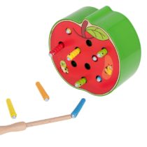 Medinis žaidimas magnetinis obuolys su kirmėliukais
